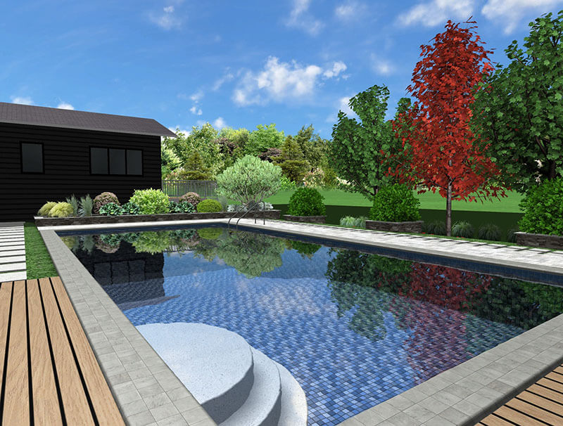 3d rendering of a backyard design