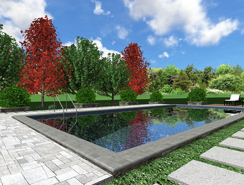 3d rendering of a backyard design