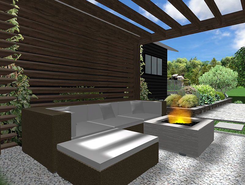 3d rendering of a backyard design