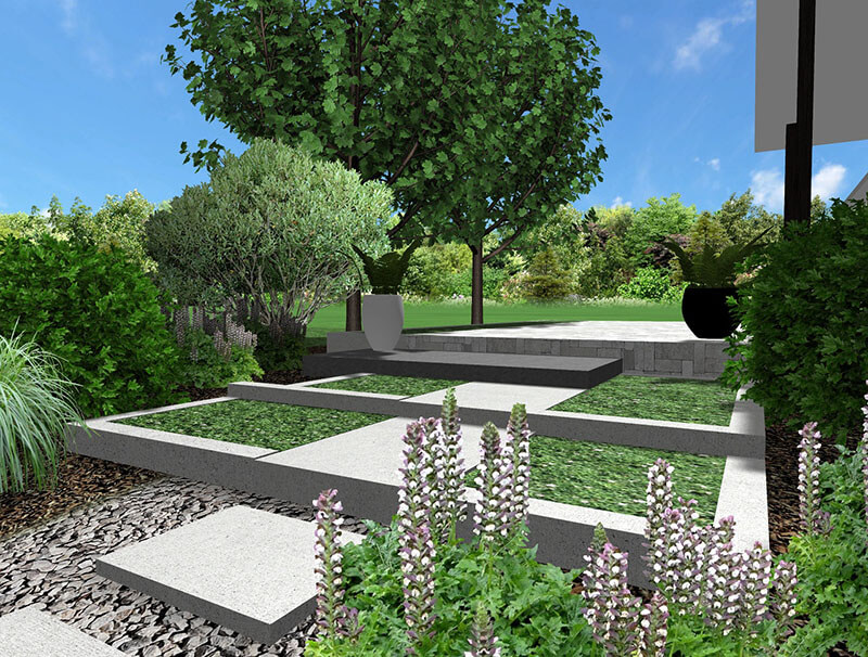 3d rendering of a backyard design