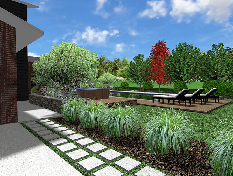 3d rendering of a backyard design