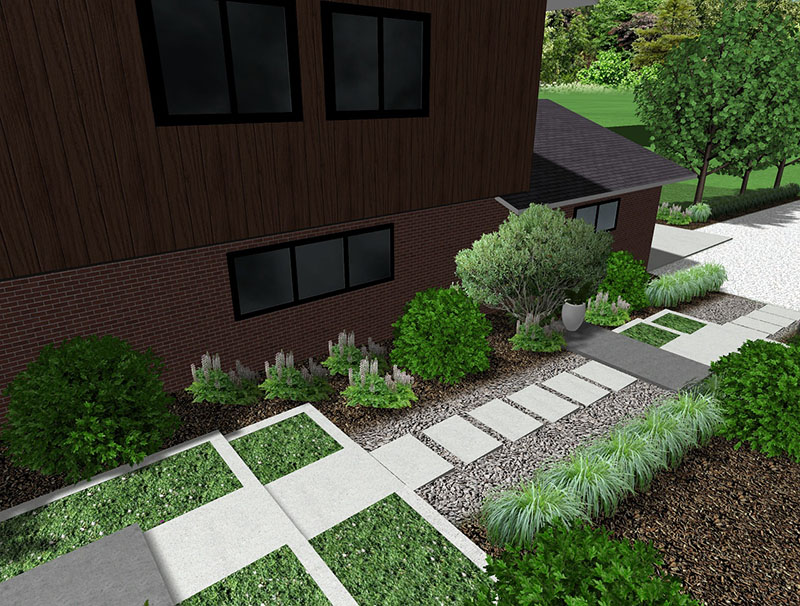 3d rendering of a backyard design