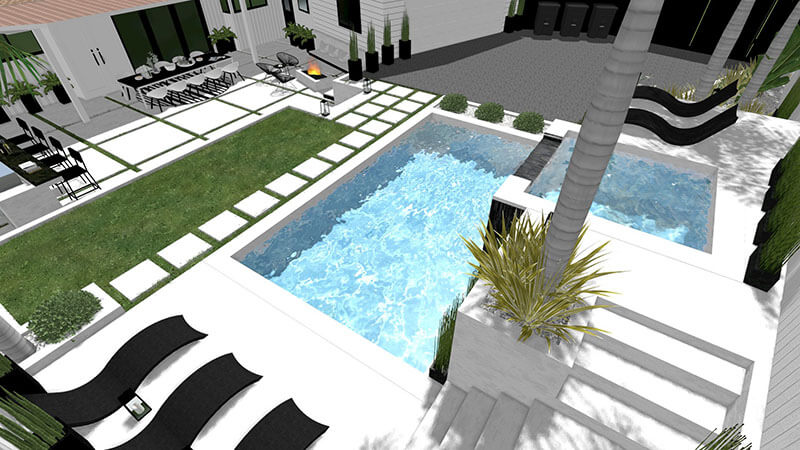 3d rendering of a backyard design