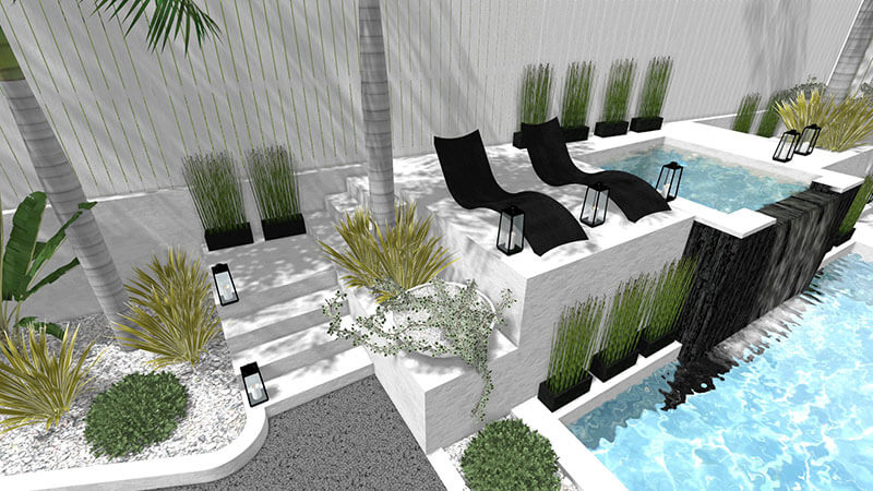 3d rendering of a backyard design