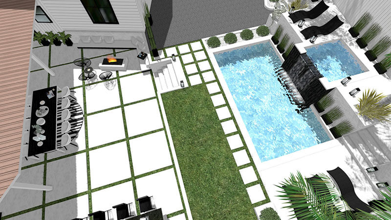 3d rendering of a backyard design