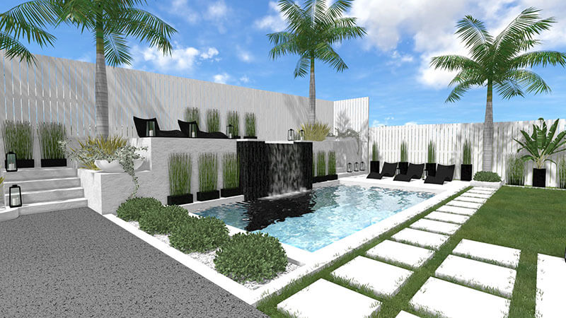 3d rendering of a backyard design
