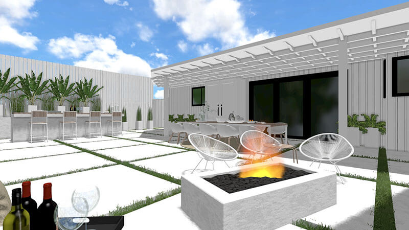 3d rendering of a backyard design