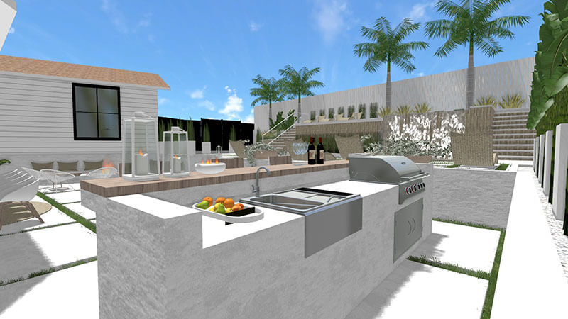 3d rendering of a backyard design