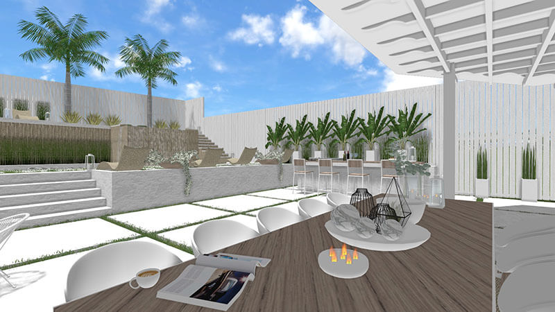3d rendering of a backyard design