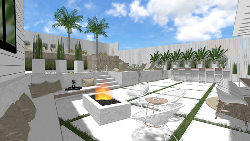 3d rendering of a backyard design