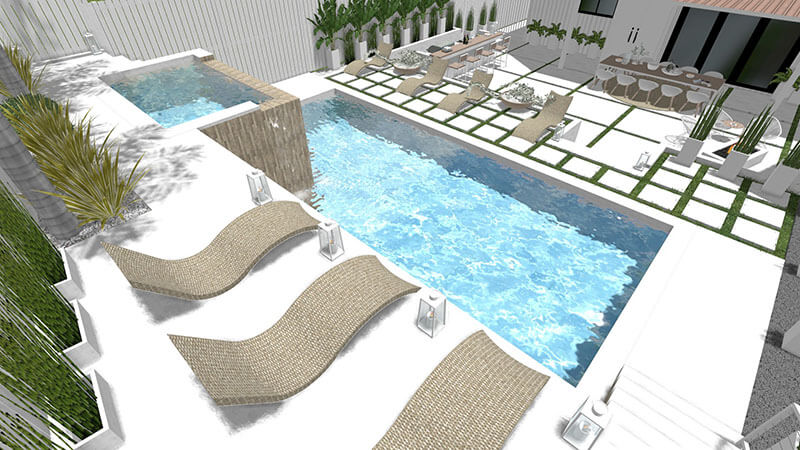 3d rendering of a backyard design