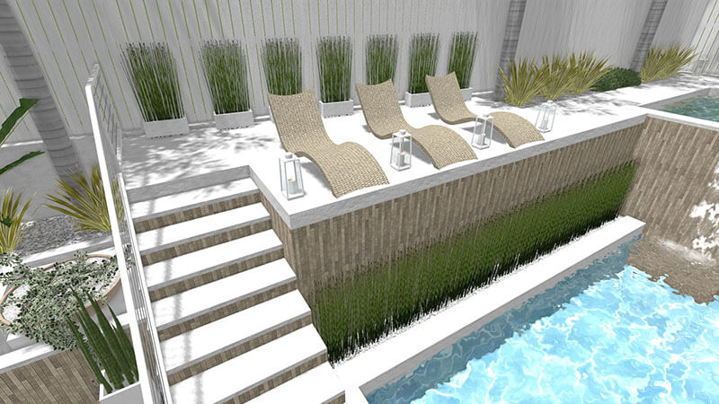 3d rendering of a backyard design