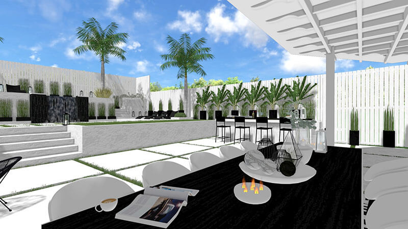 3d rendering of a backyard design