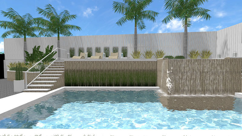 3d rendering of a backyard design