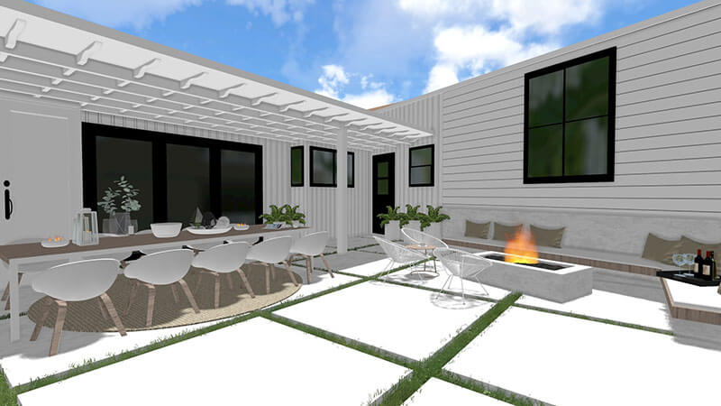 3d rendering of a backyard design