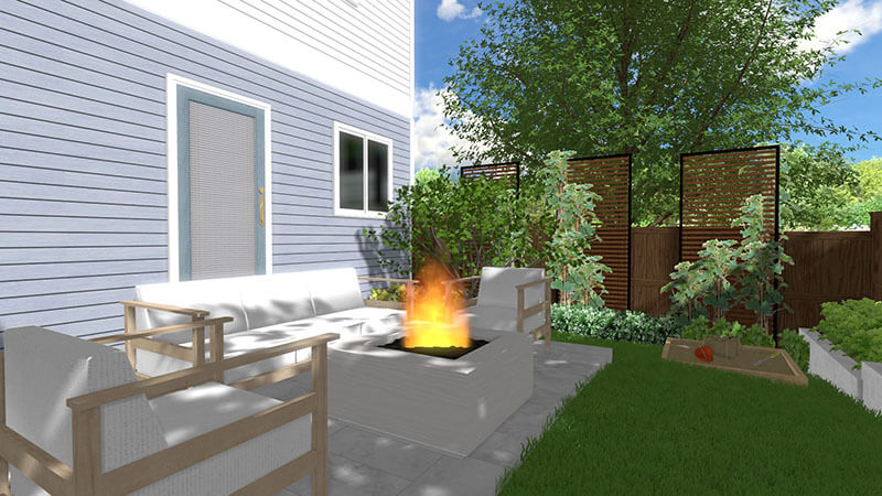 3d rendering of a backyard design