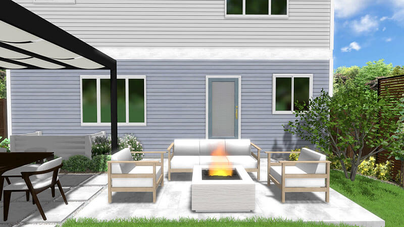 3d rendering of a backyard design