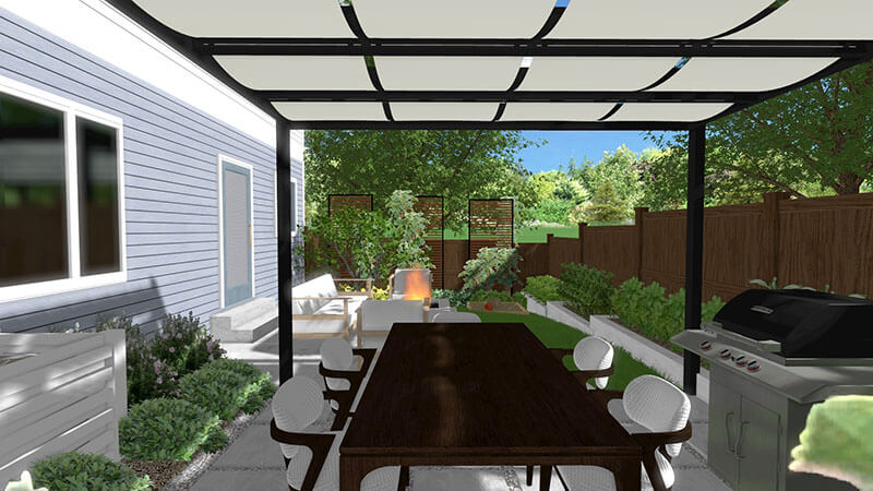 3d rendering of a backyard design