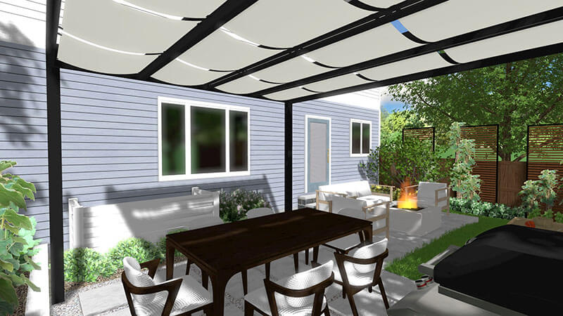 3d rendering of a backyard design