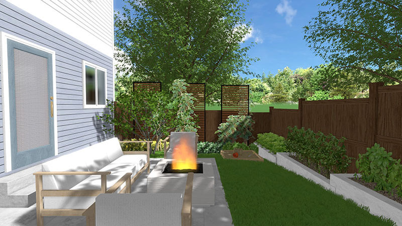 3d rendering of a backyard design