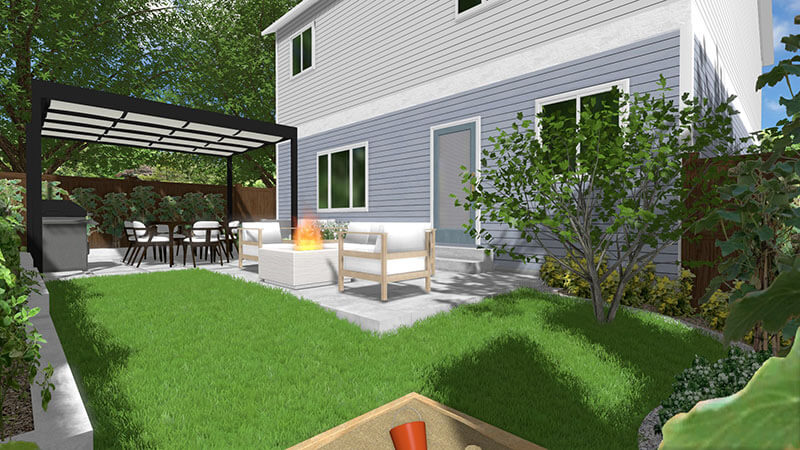 3d rendering of a backyard design