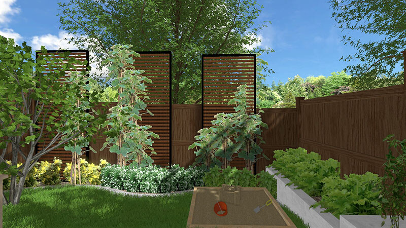 3d rendering of a backyard design