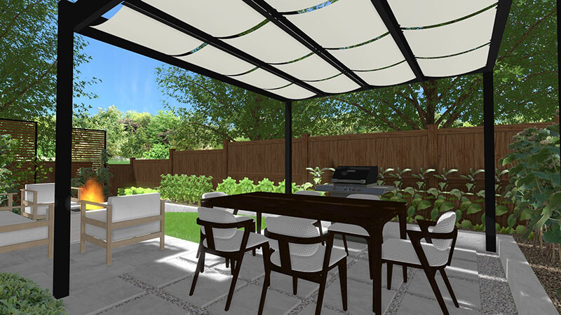 3d rendering of a backyard design