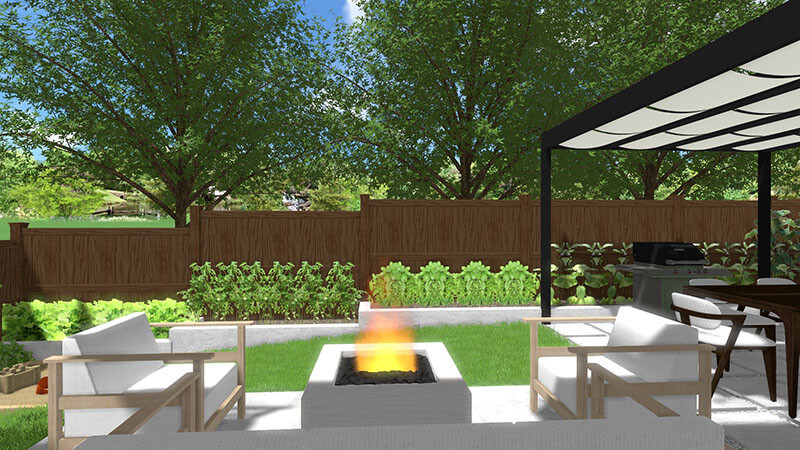 3d rendering of a backyard design