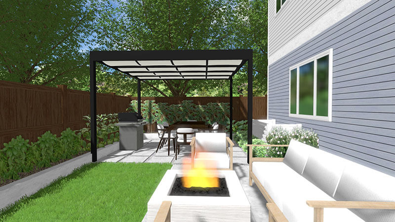 3d rendering of a backyard design