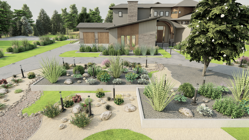 3d rendering of a backyard design