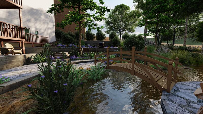 3d rendering of a backyard design