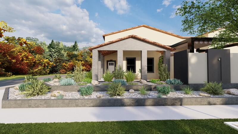 3d rendering of a backyard design