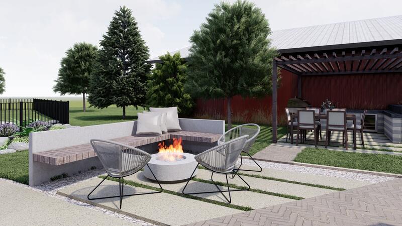 3d rendering of a backyard design