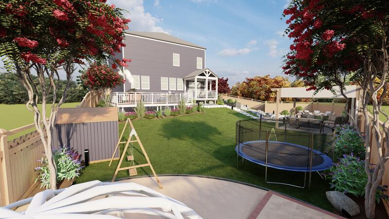 3d rendering of a backyard design