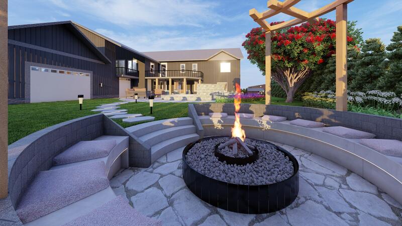 3d rendering of a backyard design