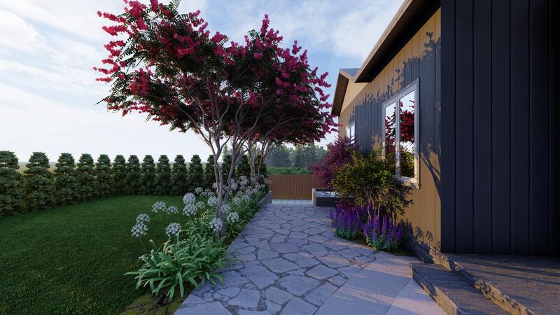 3d rendering of a backyard design