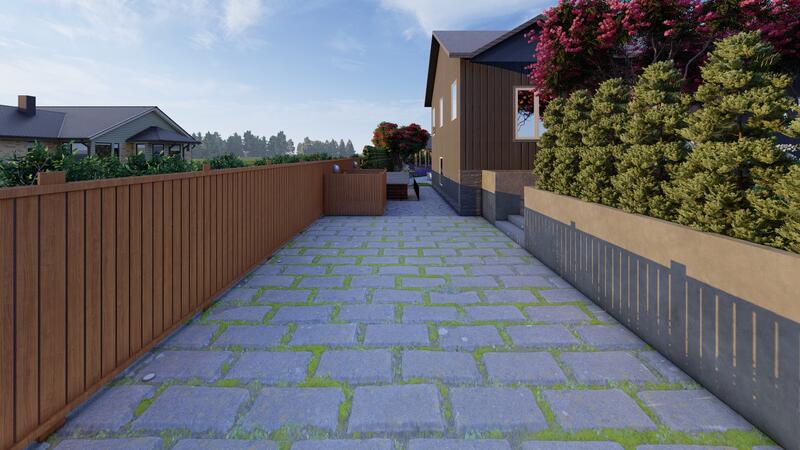 3d rendering of a backyard design