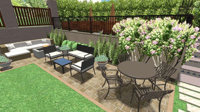 3d rendering of a backyard design