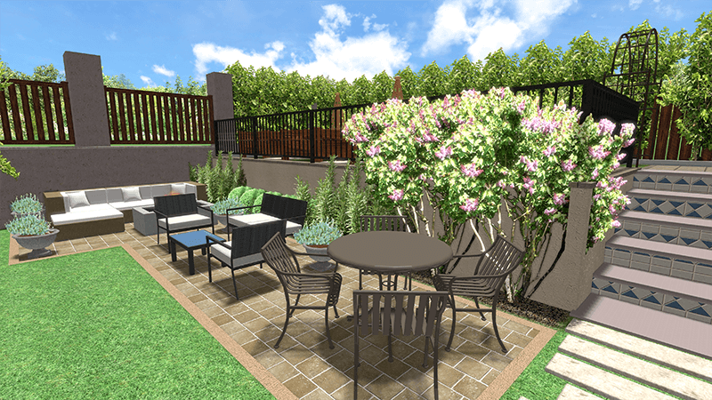 3d rendering of a backyard design