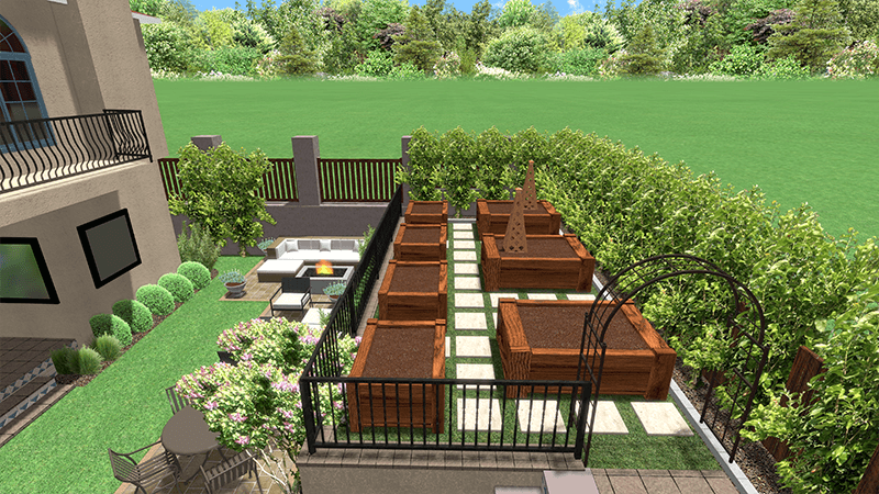 3d rendering of a backyard design