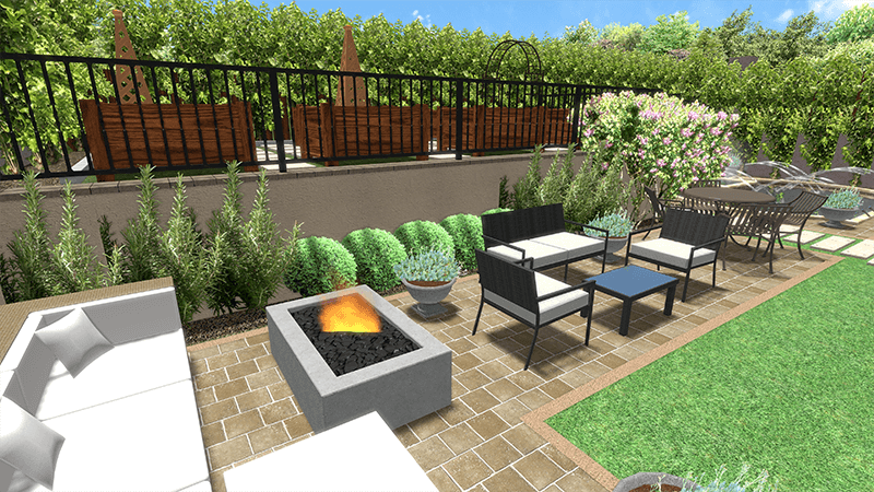 3d rendering of a backyard design