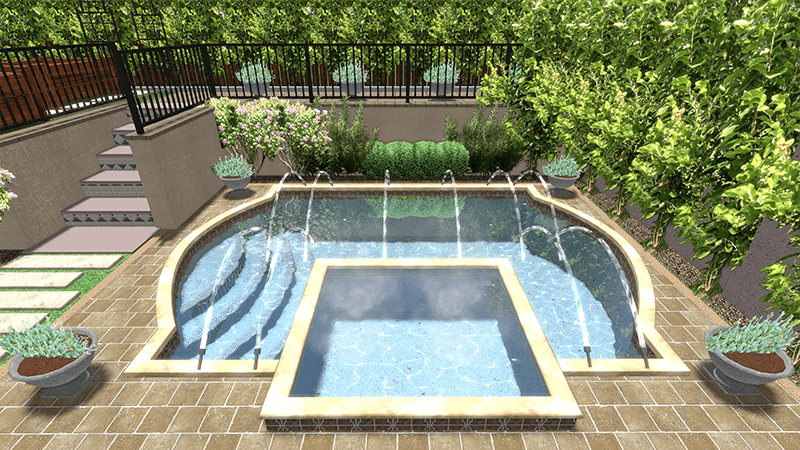 3d rendering of a backyard design