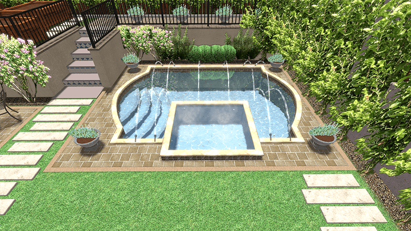 3d rendering of a backyard design