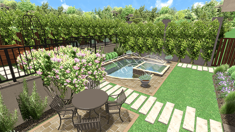 3d rendering of a backyard design