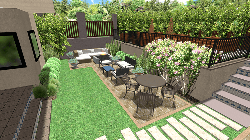 3d rendering of a backyard design