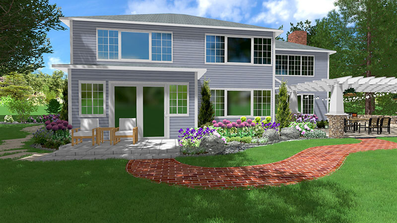 3d rendering of a backyard design