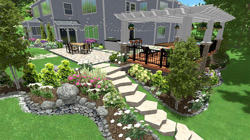3d rendering of a backyard design