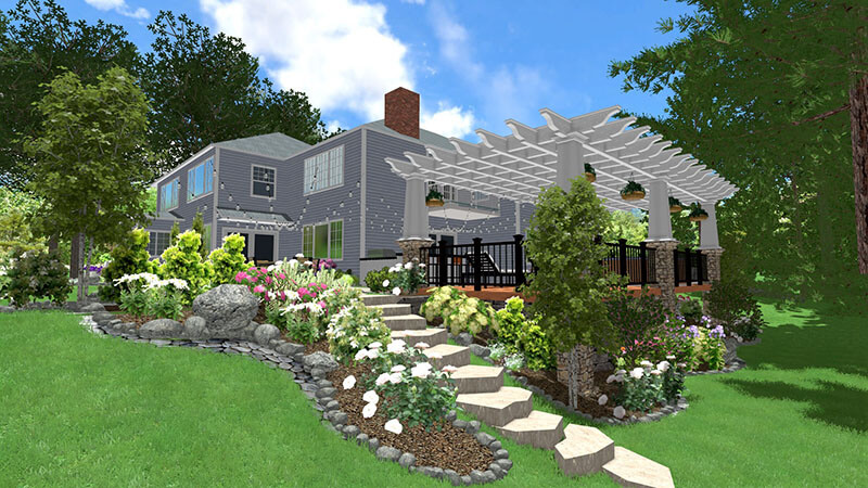3d rendering of a backyard design