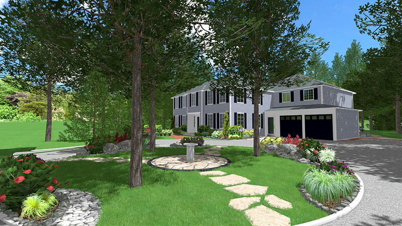3d rendering of a backyard design