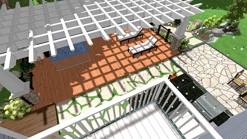 3d rendering of a backyard design